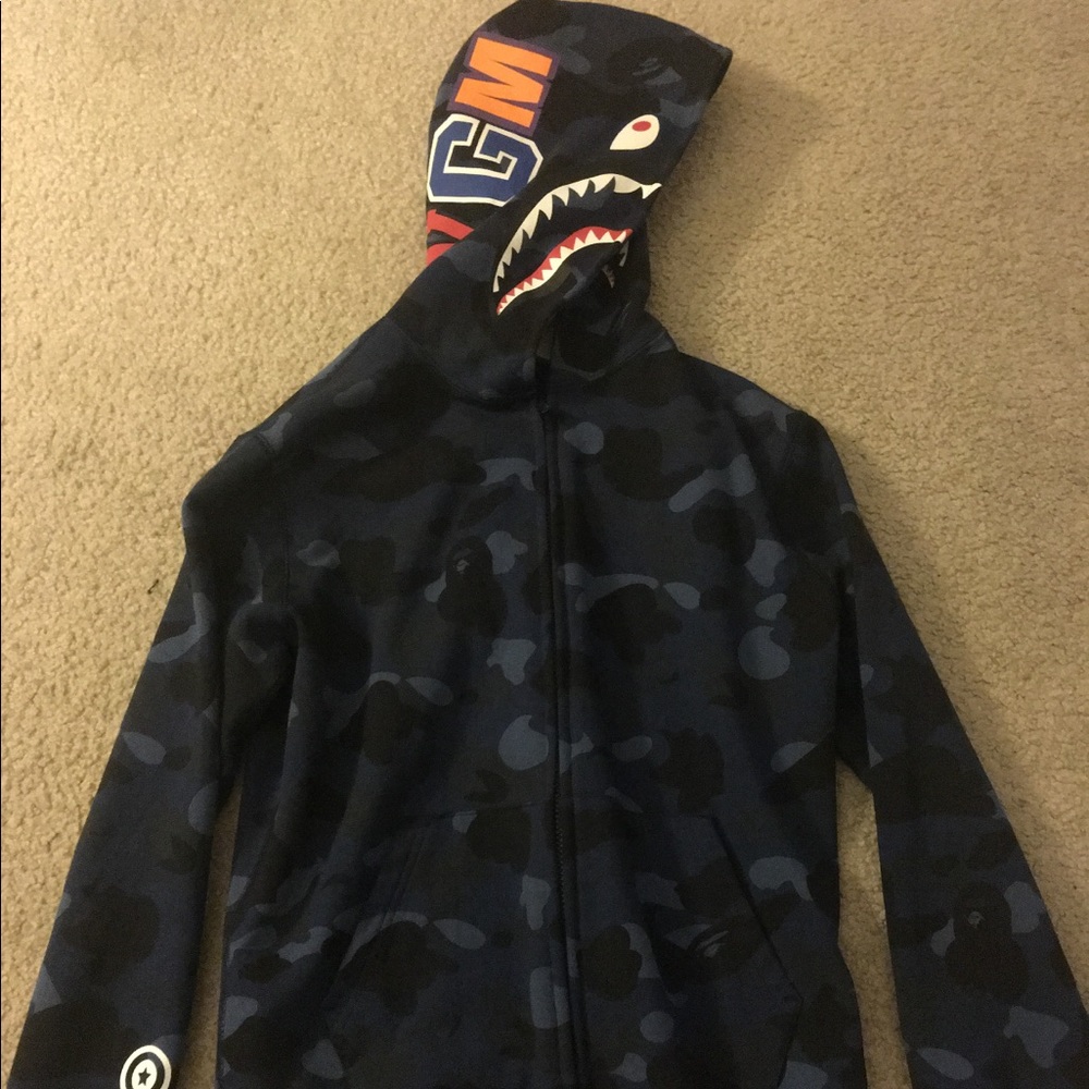 Blue Bape Shark zip up